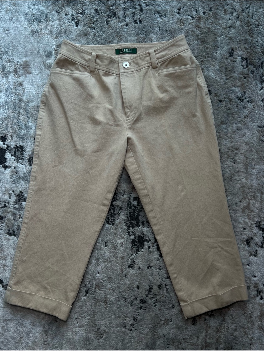 Lauren Ralph Lauren Khaki Cuffed Cotton Chinos